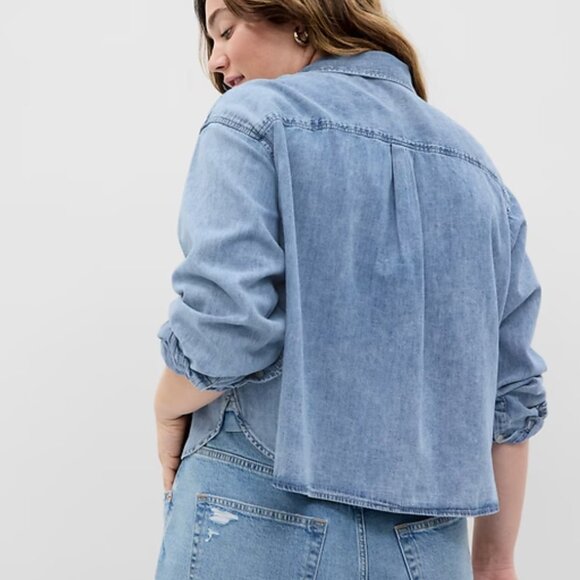 Gap Cropped Denim Shirt NWT - Picture 5 of 7
